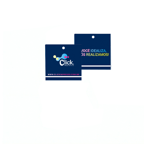 Mini tag, 5x5xcm, papel couche 300, 4x4 cores, 01 furo